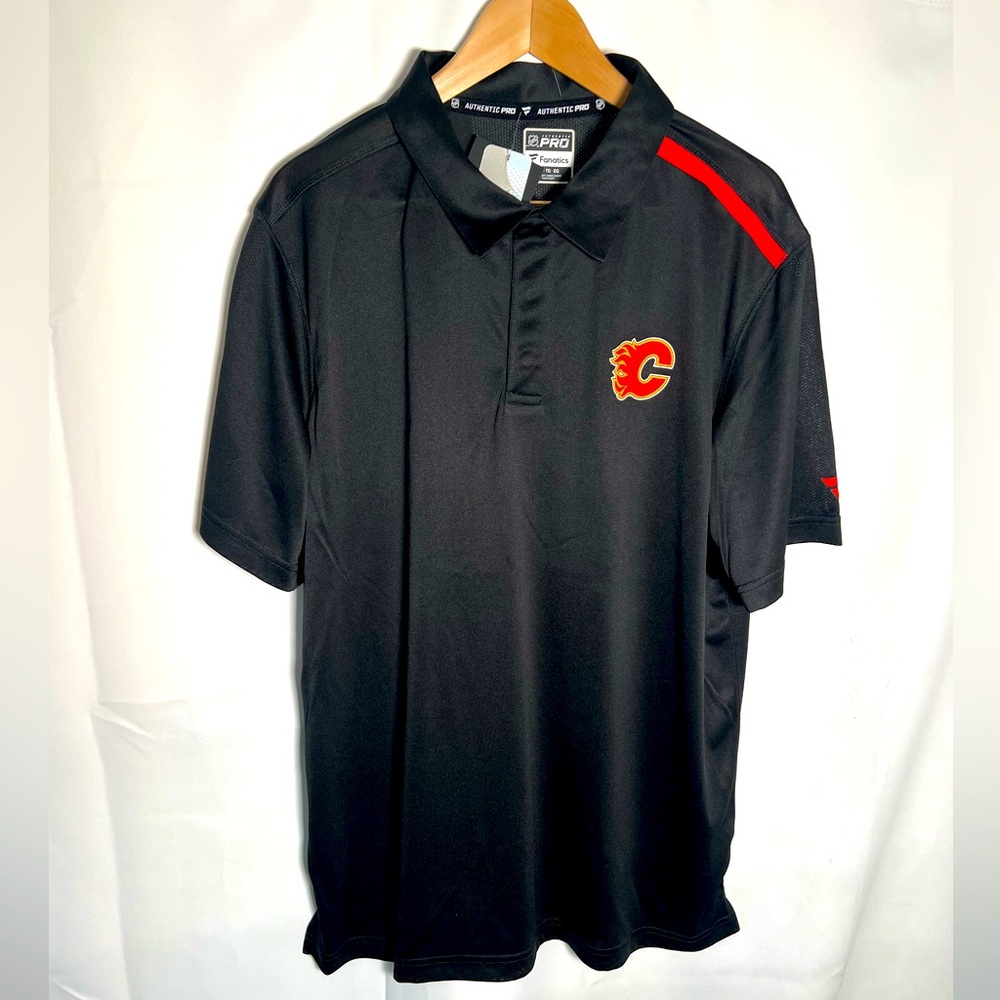 Black Calgary Flames Golf Shirt -XL